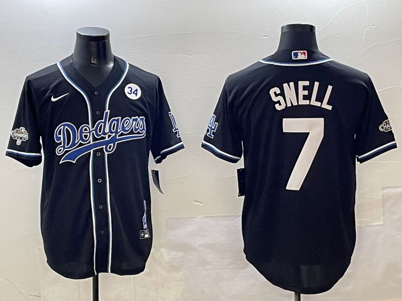 Men Los Angeles Dodgers #7 Snell Black Fashion Game 2025 Nike MLB Jersey style 3063
